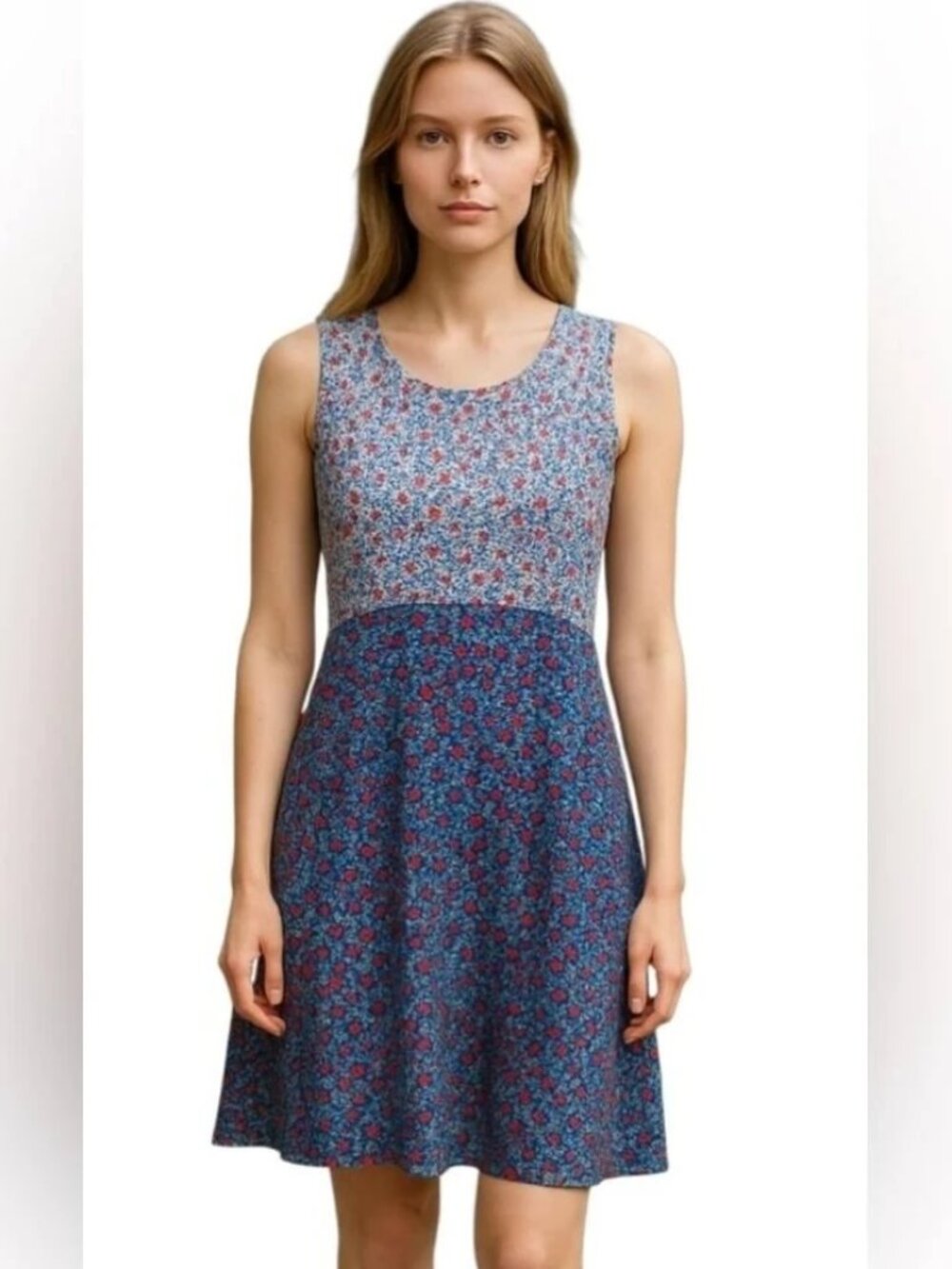 Tommy Hilfiger Blue Red Floral Lined Sleeveless Dress Women’s size XL